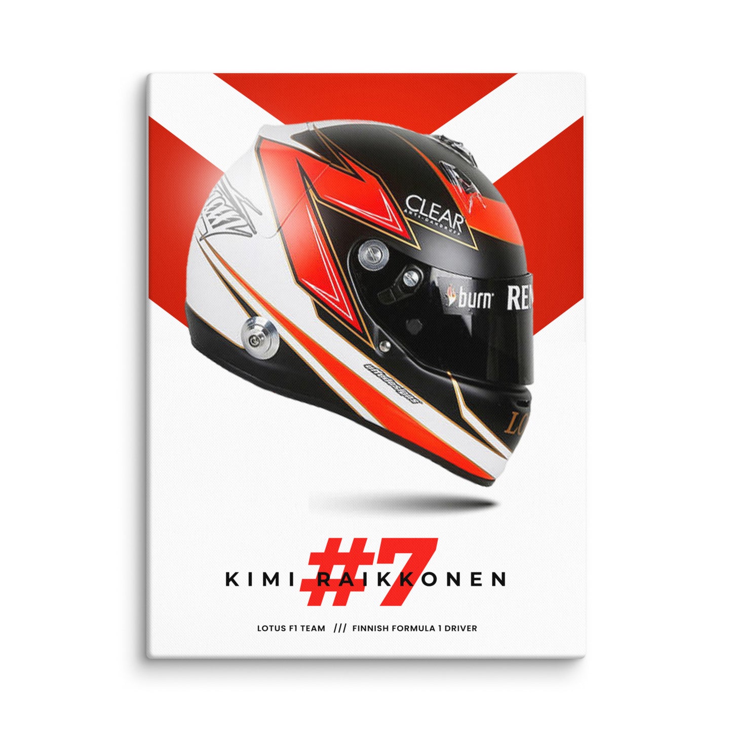 Kimi Raikkonen Lotus Helmet Canvas 30x40 Inches